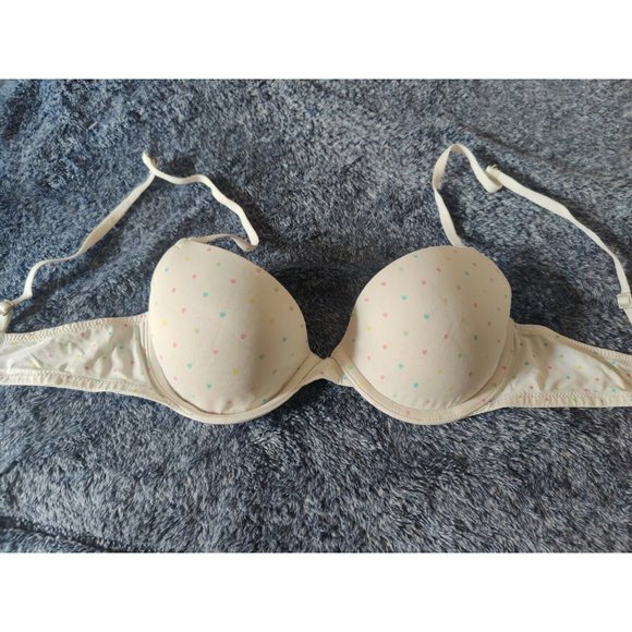 PINK Victoria's Secrets T-Shirt Demi Bra - White 🌈 Rainbow Hearts💘 | 34B - Picture 3 of 3